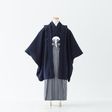 画像1: 紺色羽織袴　【対応身長】１２０〜１３０cm (1)